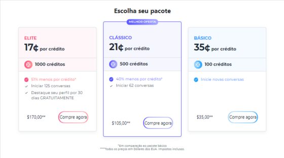 Captura de tela dos preços do Ashley Madison