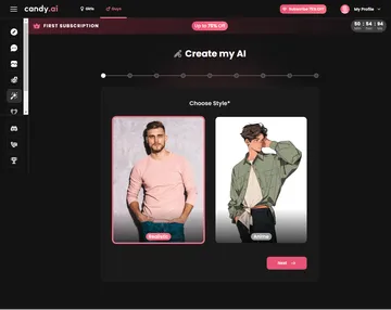 Captura de tela do site Candy.ai