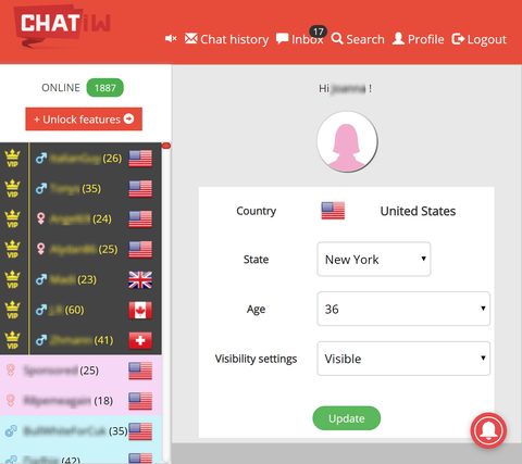 Visualização de perfil no Chatiw