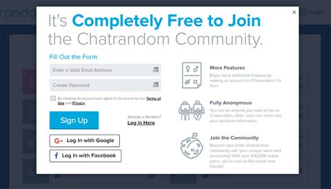 Cadastro no Chatrandom