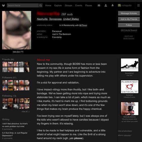 Informações do perfil FetLife