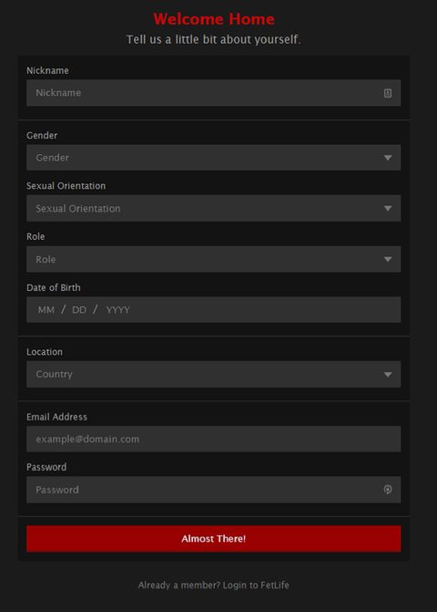 Cadastro FetLife
