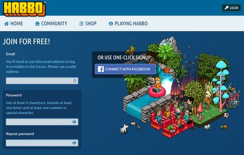 Cadastro no Habbo