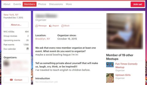 Perfil no Meetup