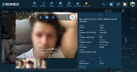 Perfil no PlanetRomeo