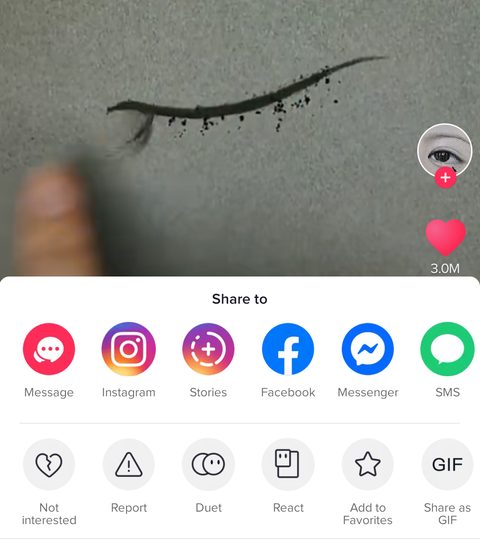 botões de compartilhamento do tiktok