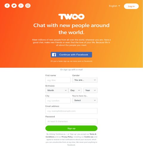 Cadastro no Twoo